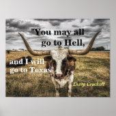 Davy Crockett citaat over het Poster hel en Texas (Voorkant)