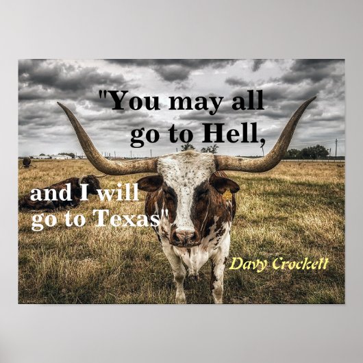 Davy Crockett citaat over het Poster hel en Texas (Voorkant)