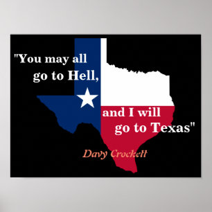 Davy Crockett citaat over het Poster hel en Texas
