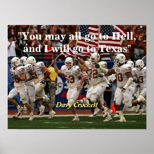 Davy Crockett citaat over het Poster hel en Texas (Voorkant)