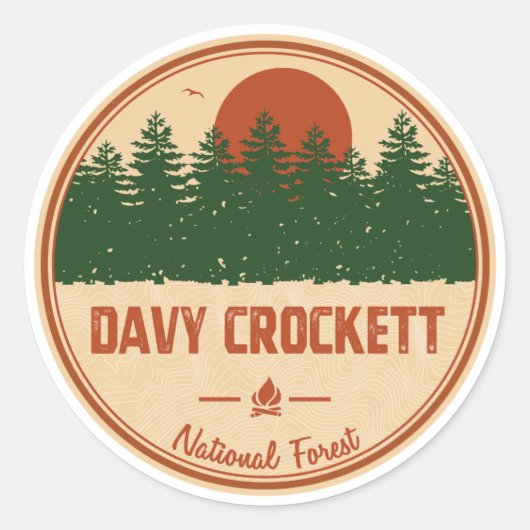 Davy Crockett Nationaal bos Ronde Sticker (Voorkant)