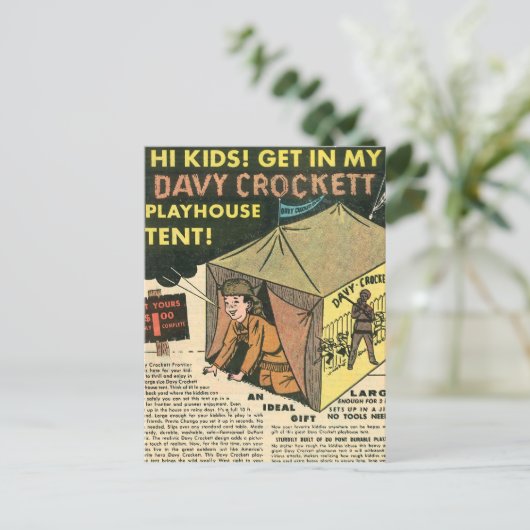 Davy Crockett Playhouse Tent Briefkaart (Staand voorkant)