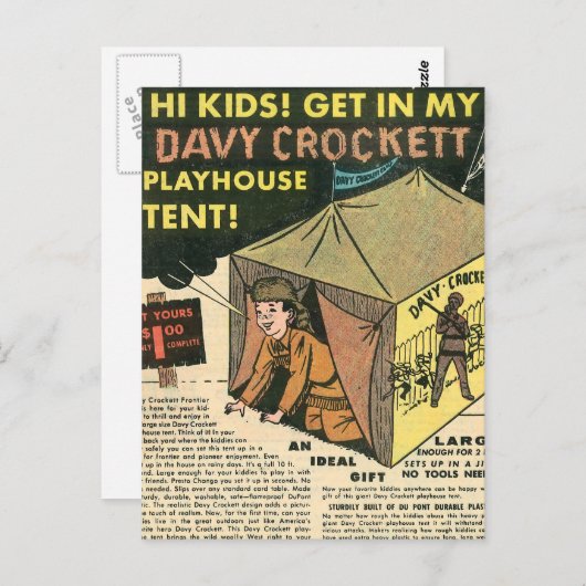 Davy Crockett Playhouse Tent Briefkaart (Voorkant / Achterkant)