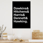Dawkins&Hitchens&Harris&Dennett&Hawking - Wetensch Poster (Keuken)