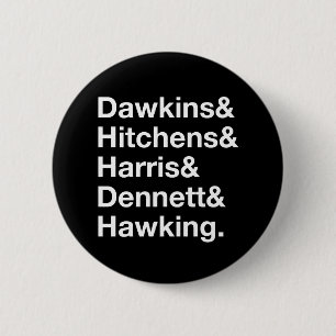 Dawkins&Hitchens&Harris&Dennett&Hawking - Wetensch Ronde Button 5,7 Cm