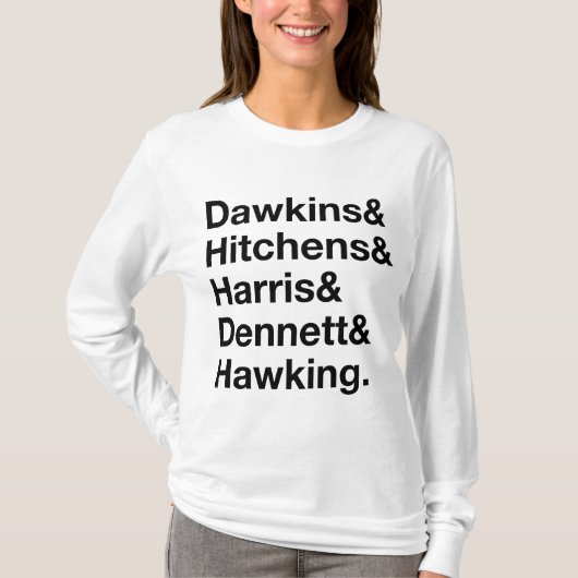 Dawkins&Hitchens&Harris&Dennett&Hawking - Wetensch T-shirt (Voorkant)