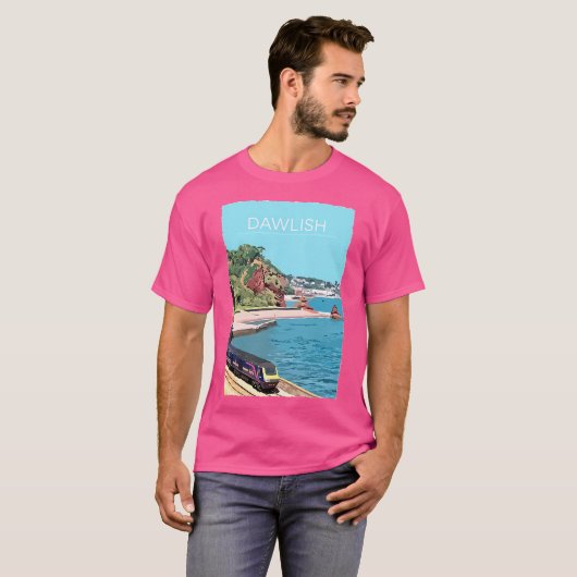 Dawlish Retro  Stijl Reizen Poster Canvas P T-shirt (Voorkant volledig)