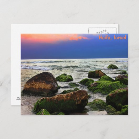 Dawn at Zee nabij Haifa, Israel Briefkaart (Voorkant / Achterkant)