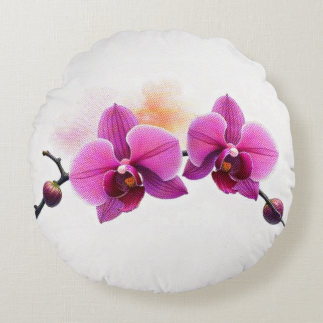 Dawn Bloom Orchidee Rond Kussen (Voorkant)