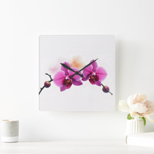 Dawn Bloom Orchidee Vierkante Klok (Huis)