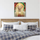 Dawn Dromen van Kerstmis Mooie Blond Vrouw Canvas Afdruk (Insitu (Slaapkamer))