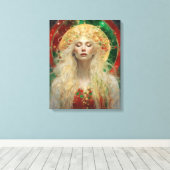 Dawn Dromen van Kerstmis Mooie Blond Vrouw Canvas Afdruk (Insitu (Houten vloer))