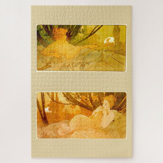 Dawn & Dusk beroemd gemaakt door Alphonse Mucha Legpuzzel (Verticaal)