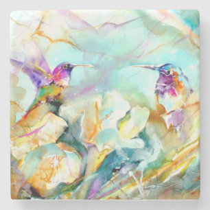 "Dawn Greeting" Hummingbird Print Stenen Onderzetter