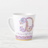 Dawn letter D naam monogram Latte Mok (Linkerhoek)