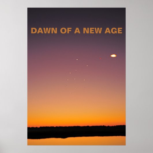 Dawn of a new age. UFO-vloot die de Aarde bezoekt. Poster (Voorkant)