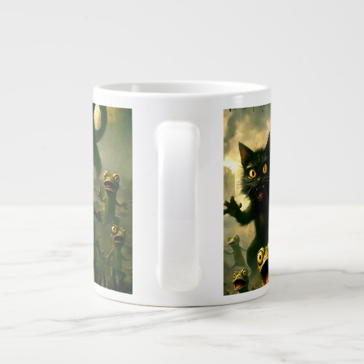 Dawn of revolution funny rebel cat lizard frogs grote koffiekop (Achterkant)