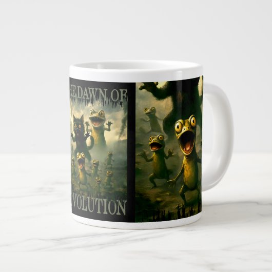 Dawn of revolution funny rebel cat lizard frogs grote koffiekop (Voorkant rechts)