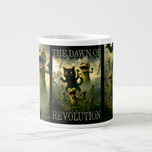 Dawn of revolution funny rebel cat lizard frogs grote koffiekop (Voorkant)