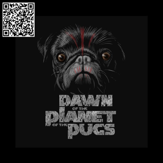 Dawn of the Planet of the Pugs Rond Kussen (Creator heeft geüpload)