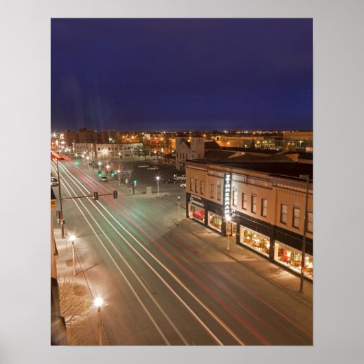 Dawn on Main Street of Bismarck, North Dakota Poster (Voorkant)