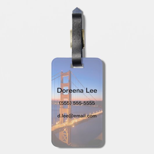 Dawn over San Francisco en Golden Gate Bridge. Bagagelabel (Achterkant verticaal)