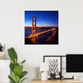 Dawn over San Francisco en Golden Gate Bridge. Poster (Thuiskantoor)