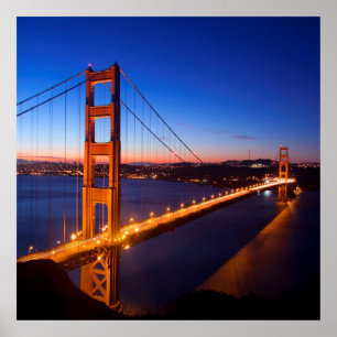Dawn over San Francisco en Golden Gate Bridge. Poster