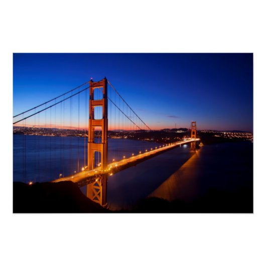 Dawn over San Francisco en Golden Gate Bridge. Poster (Voorkant)