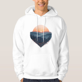 Dawn Over the Peaks – Mountain Sunrise Illustratio Hoodie