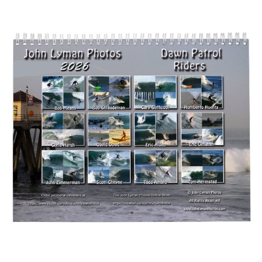Dawn Patrol Riders Surfen Kalender 2026 (Achterkant)