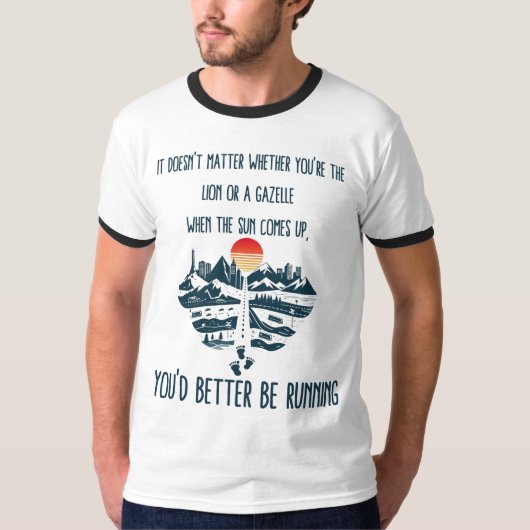 Dawn Runner: Omarm de achtervolging T-shirt (Voorkant)