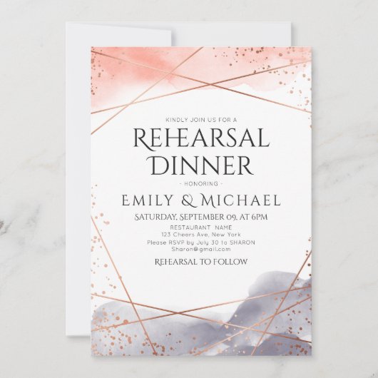 Dawn Waterverf Geometrische repetitie Diner Kaart (Voorkant)