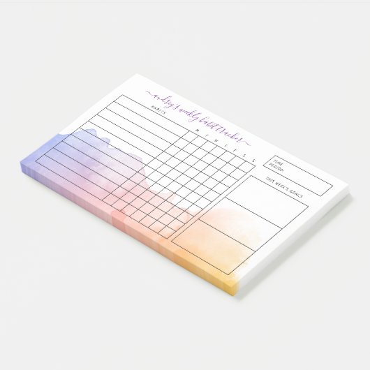 Dawn Waterverf Wash Weekly Habit Tracker Post-it® Notes (Schuin)