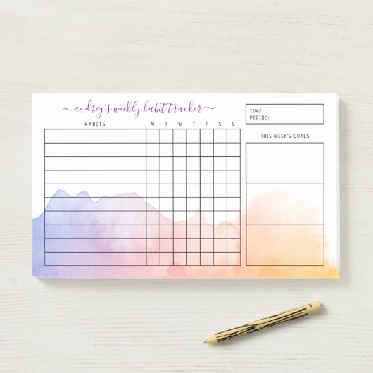 Dawn Waterverf Wash Weekly Habit Tracker Post-it® Notes (Op bureau)