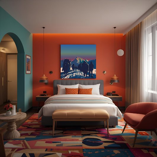 Dawn Yak Caravan Everest Collectible Artwork Canvas Afdruk