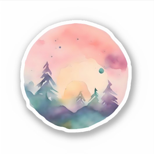 Dawn's Embrace: Alpine Awakening Sticker (Voorkant)