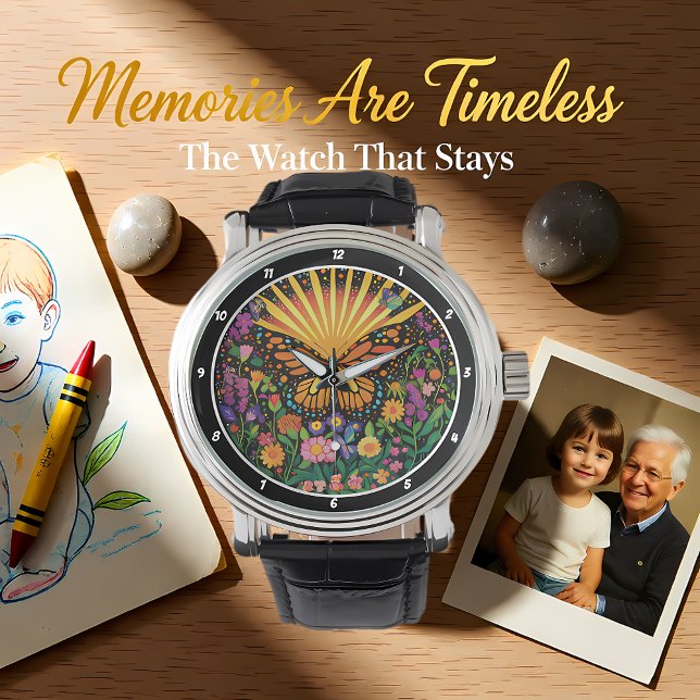 Dawn's Embrace" - Vlinder & Bloemen Horloge (Creator heeft geüpload)