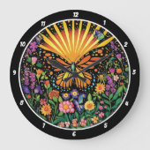 Dawn's Embrace" - Vlinder en bloemen Grote Klok (Voorkant)