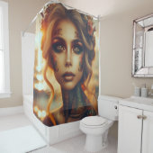 Dawn's Radiance: Mermaid Tattoos Douchegordijn (In situ)