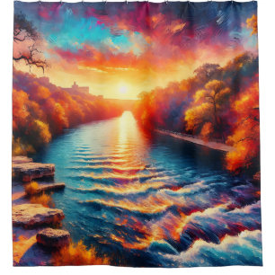 Dawn's Tranquil Embrace: Comal River Sunrise is he Douchegordijn
