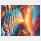 Dawn's Tranquil Embrace: Comal River Sunrise is he Fleece Deken (Voorkant (Horizontaal))