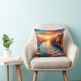 Dawn's Tranquil Embrace: Comal River Sunrise is he Kussen