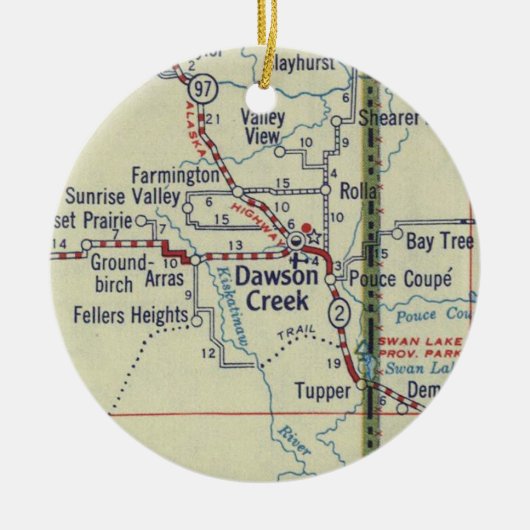 Dawson Creek BC  kaart Keramisch Ornament (Voorkant)