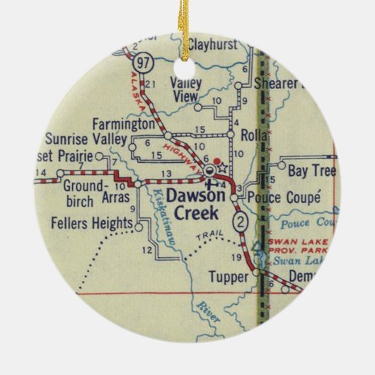 Dawson Creek BC  kaart Keramisch Ornament (Achterkant)