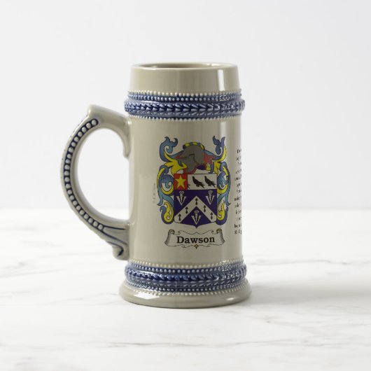 Dawson Family Coat of Arms Stein Bierpul (Links)