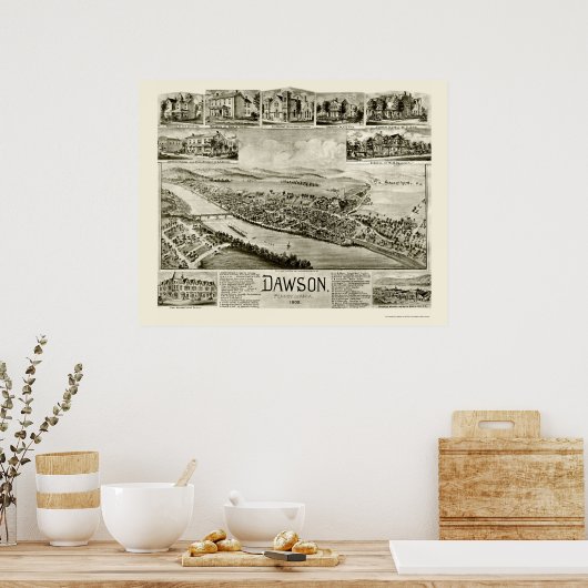 Dawson, PA Panoramic Map - 1902 Poster (Keuken)