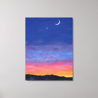 day2night Sunset Painting Canvas Afdruk