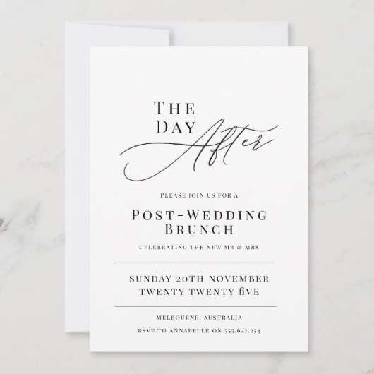 Day After Wedding Brunch Invitation Kaart (Voorkant)