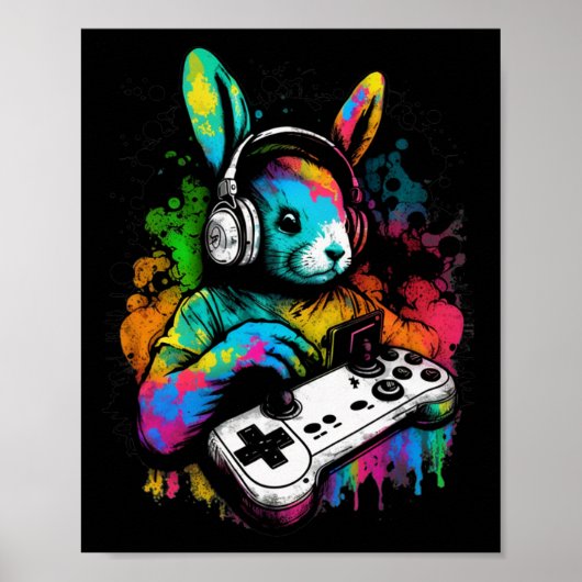 Day Boys Gamer Shirt Video Game Controller Bunny 1 Poster (Voorkant)